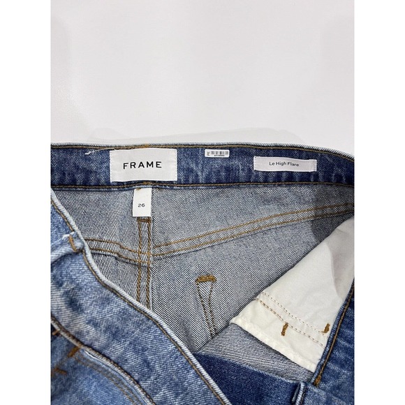 Frame Le High Flare Diagonal Block Boho Patchwork Hippie Jeans 26 29inseam - Picture 10 of 16